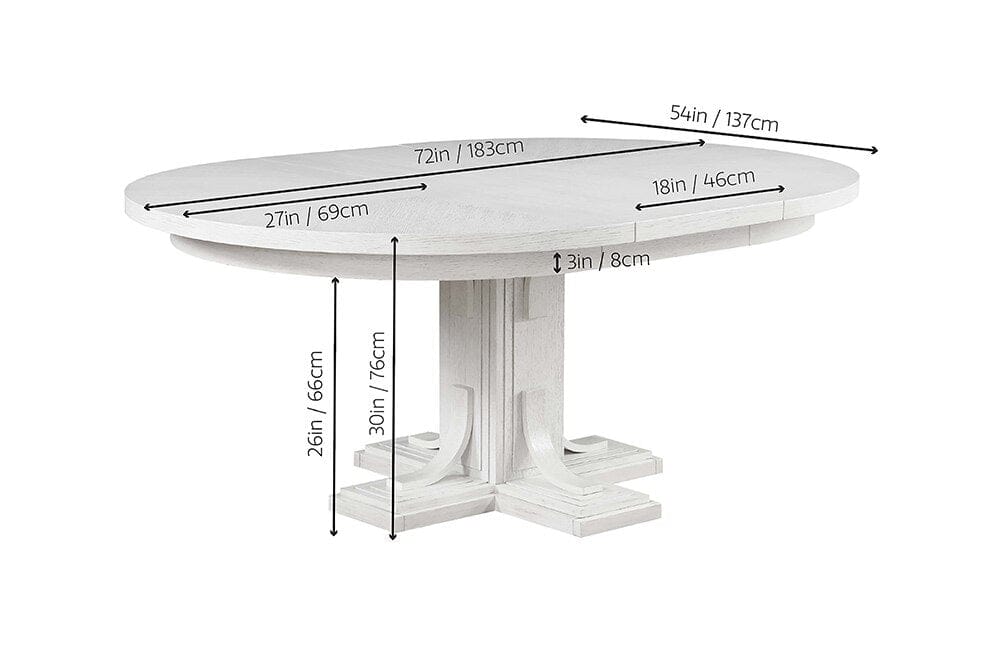 Sunset Trading - Dover 54 Round to 72in Oval Expandable Pedestal Dining Table  - Cerused Dove White - AG-638-072TB veiw 7