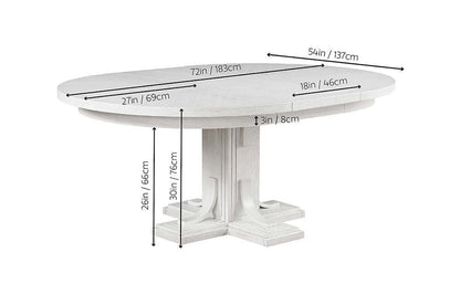 Sunset Trading - Dover 54 Round to 72in Oval Expandable Pedestal Dining Table  - Cerused Dove White - AG-638-072TB veiw 7