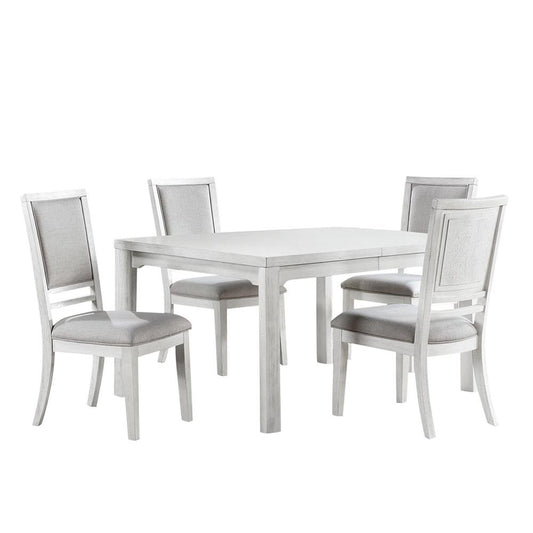 Sunset Trading - Dover 5PC 60”-78”-96in Rectangular Large Expandable Dining Table Set  - Cerused Dove White - AG-638-096-9015P veiw 1