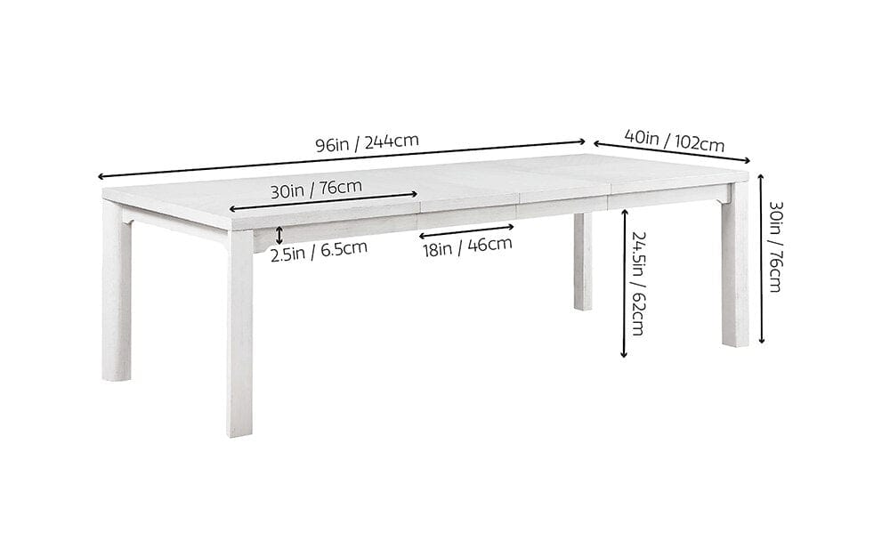 Sunset Trading - Dover 60-78-96in Rectangular Expandable Dining Table  - Cerused Dove White - AG-638-096 veiw 8