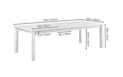 Sunset Trading - Dover 60-78-96in Rectangular Expandable Dining Table  - Cerused Dove White - AG-638-096 veiw 8
