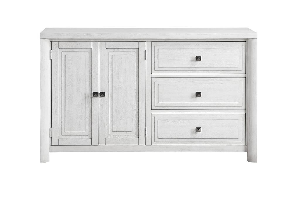 Sunset Trading - Dover 62in Sideboard Server Table with 2 Cabinets & 3 Drawers  - Cerused Dove White - AG-638-894 veiw 3