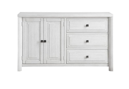 Sunset Trading - Dover 62in Sideboard Server Table with 2 Cabinets & 3 Drawers  - Cerused Dove White - AG-638-894 veiw 3