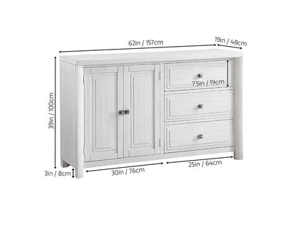 Sunset Trading - Dover 62in Sideboard Server Table with 2 Cabinets & 3 Drawers  - Cerused Dove White - AG-638-894 veiw 7