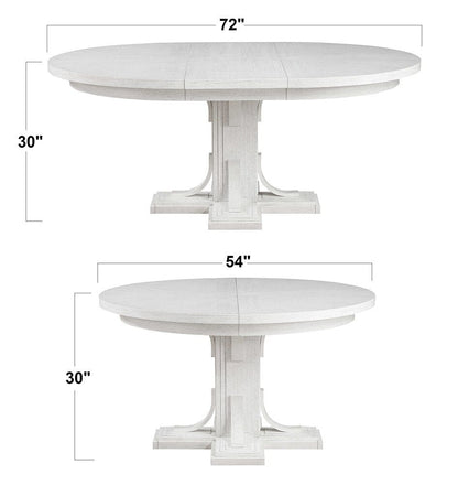 Sunset Trading - Dover 6PC 54” Round to 72in Oval Expanding Pedestal Dining Table Set w Storage Sideboard, Upholstered Chairs, Cerused White Oak Wood, Seats 4-8, Contemporary Space-Saving Kitchen Furniture - Cerused Dove White - AG-638-072-900-8946P veiw 4