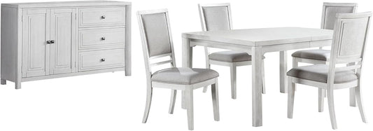 Sunset Trading - Dover 6PC 60”-78”-96in Rectangular Expandable Dining Table Set  - Cerused Dove White - AG-638-096-901-8946P veiw 1