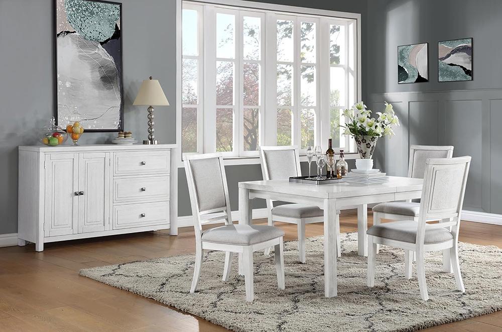 Sunset Trading - Dover 6PC 60”-78”-96in Rectangular Expandable Dining Table Set  - Cerused Dove White - AG-638-096-901-8946P veiw 2