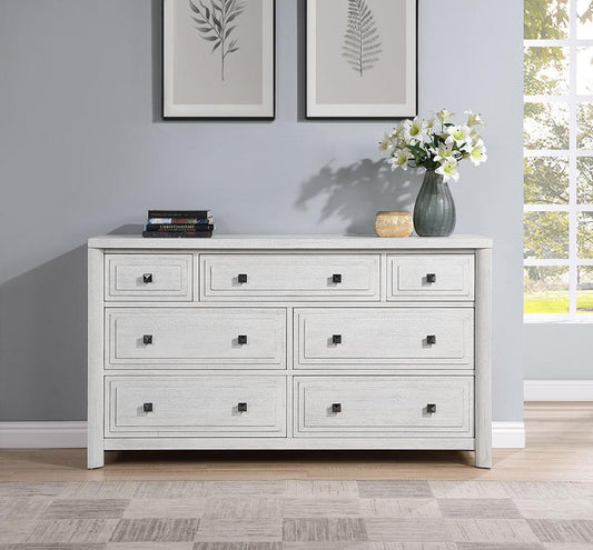 Sunset Trading - Dover 7 Drawer Bedroom  Dresser  - Cerused Dove White - AG-638-650N veiw 2