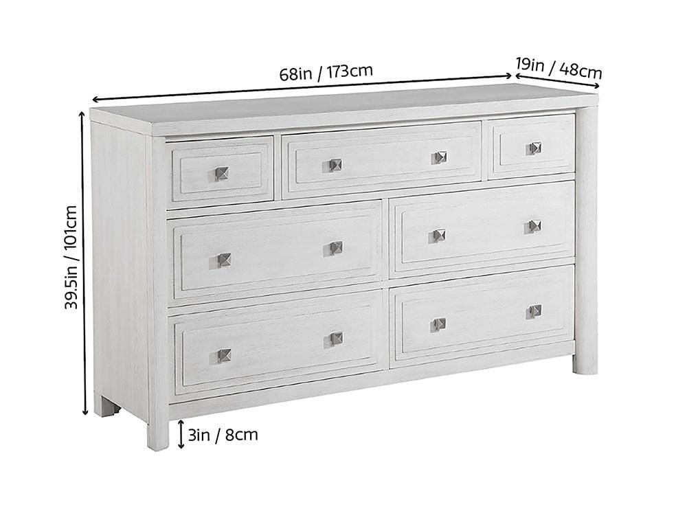 Sunset Trading - Dover 7 Drawer Bedroom  Dresser  - Cerused Dove White - AG-638-650N veiw 7