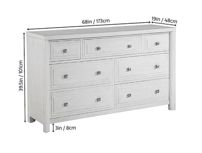 Sunset Trading - Dover 7 Drawer Bedroom  Dresser  - Cerused Dove White - AG-638-650N veiw 7