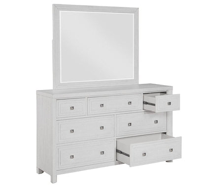Sunset Trading - Dover 7 Drawer Bedroom Dresser & Mirror Combo Set  - Cerused Dove White - AG-638-650_660N veiw 3