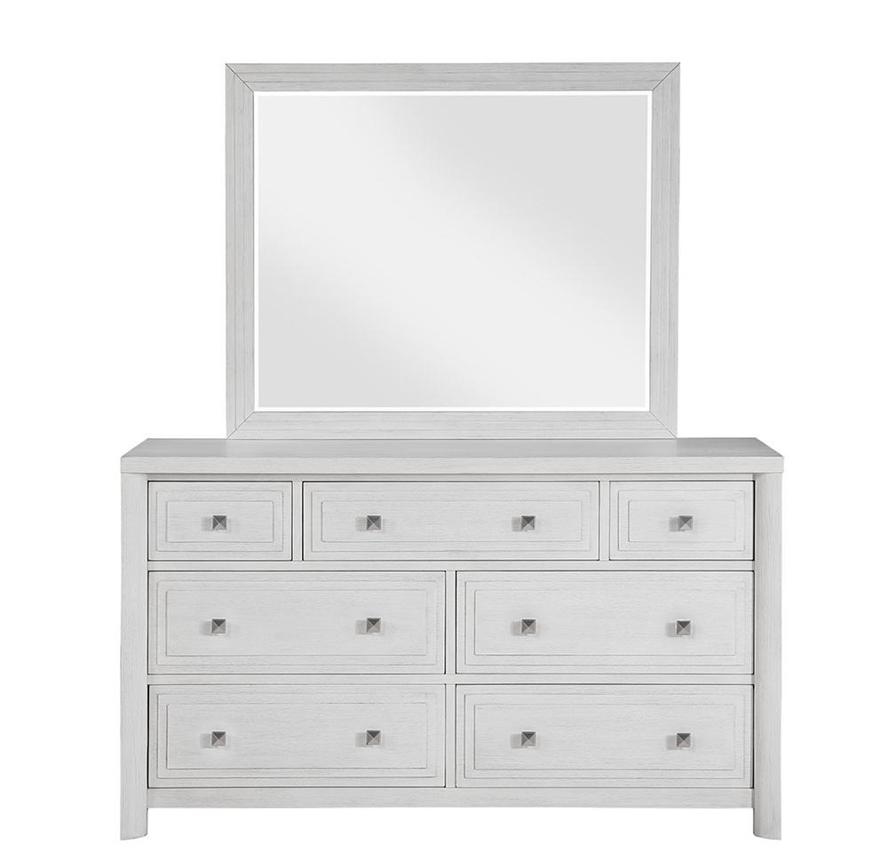 Sunset Trading - Dover 7 Drawer Bedroom Dresser & Mirror Combo Set  - Cerused Dove White - AG-638-650_660N veiw 4