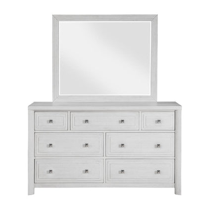 Sunset Trading - Dover 7 Drawer Bedroom Dresser & Mirror Combo Set  - Cerused Dove White - AG-638-650_660N veiw 4