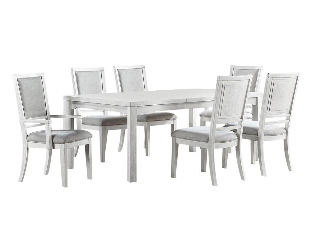 Sunset Trading - Dover 7PC 60-78-96in Rectangular Expandable Dining Table Set  - Cerused Dove White - AG-638-096-901067P veiw 1