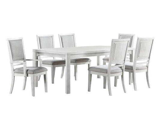 Sunset Trading - Dover 7PC 60-78-96in Rectangular Expandable Dining Table Set  - Cerused Dove White - AG-638-096-901067P veiw 1