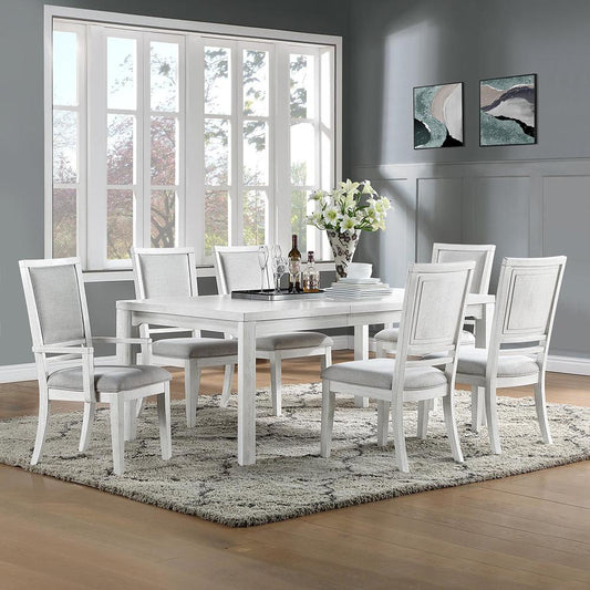 Sunset Trading - Dover 7PC 60-78-96in Rectangular Expandable Dining Table Set  - Cerused Dove White - AG-638-096-901067P veiw 2