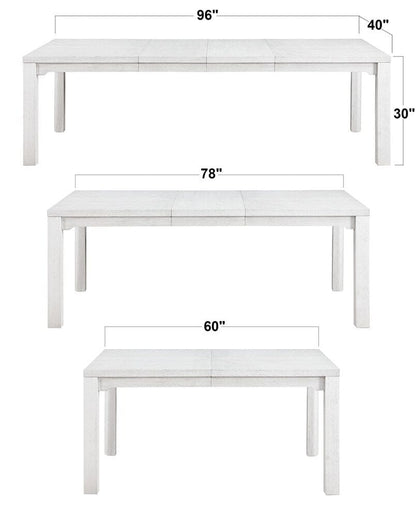 Sunset Trading - Dover 8PC 60-78-96in Rectangular Expandable Dining Table Set  - Cerused Dove White - AG-638-096-90106-8948P veiw 4