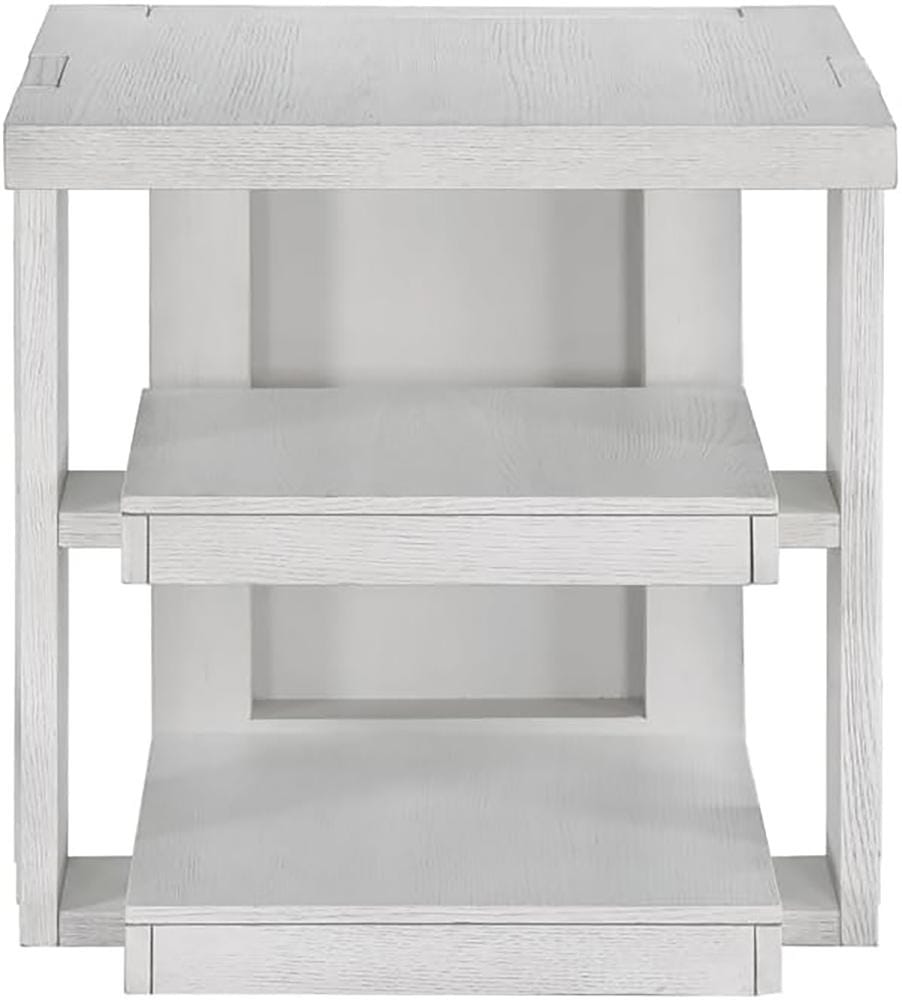 Sunset Trading - Dover Chairside 14” Slim Rectangular Side End Table with Storage Shelves  - Cerused Dove White - AG-638-810 veiw 4