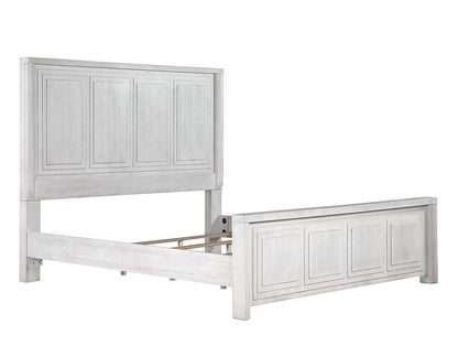 Sunset Trading - Dover King Size Panel Bed Frame w Headboard, Footboard and Rails  - Cerused Dove White - AG-638-066-KB veiw 1