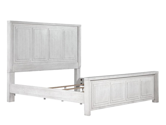Sunset Trading - Dover King Size Panel Bed Frame w Headboard, Footboard and Rails  - Cerused Dove White - AG-638-066-KB veiw 1