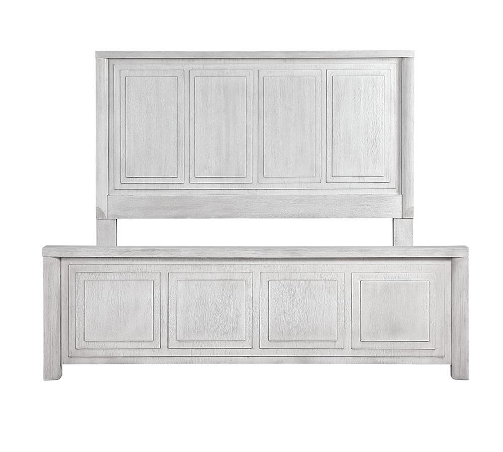 Sunset Trading - Dover King Size Panel Bed Frame w Headboard, Footboard and Rails  - Cerused Dove White - AG-638-066-KB veiw 3