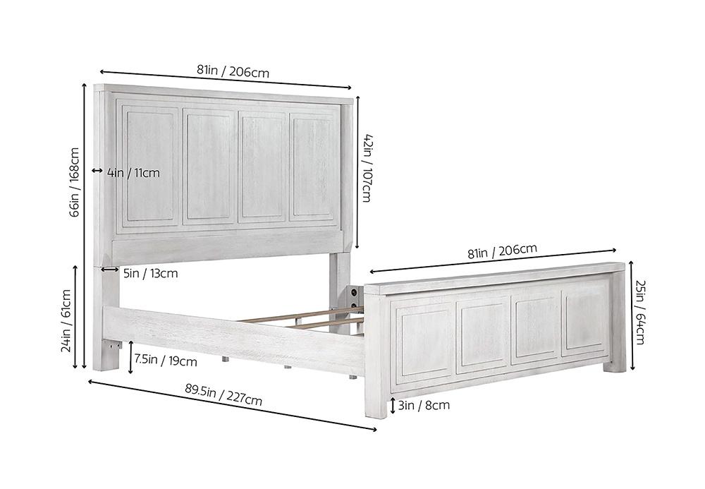 Sunset Trading - Dover King Size Panel Bed Frame w Headboard, Footboard and Rails  - Cerused Dove White - AG-638-066-KB veiw 7