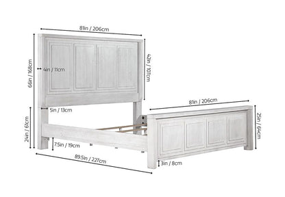 Sunset Trading - Dover King Size Panel Bed Frame w Headboard, Footboard and Rails  - Cerused Dove White - AG-638-066-KB veiw 7