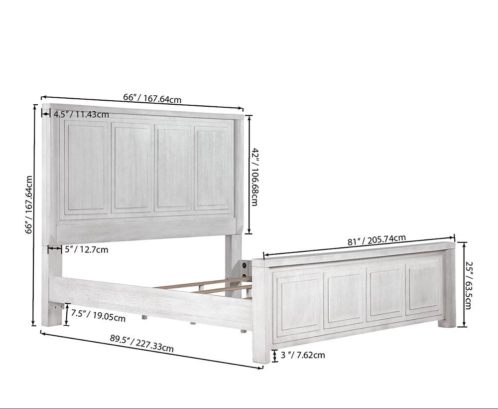 Sunset Trading - Dover Queen Size Panel Bed Frame w Headboard, Footboard and Rails  - Cerused Dove White - AG-638-050-QB veiw 7