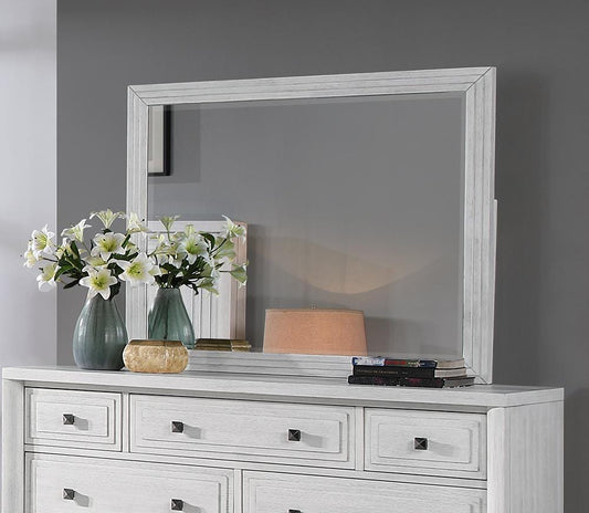 Sunset Trading - Dover Rectangular Beveled Mirror  - Cerused Dove White - AG-638-660 veiw 2