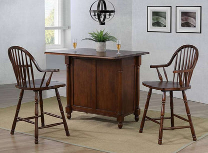 Sunset Trading -  Andrews  Extendable Drop Leaf Kitchen Island with Counter Height Stools with Arms  - DLU-KI4222-B3024A-CT3PC veiw 5