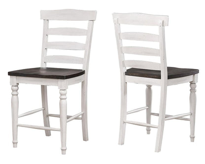 Sunset Trading - French Chic 48in Round Adjustable 30”H or 36” Counter Height Pedestal Dining Table Set  - Distressed Antique White and Walnut Brown - DLU-FC4848-1432-BH7P veiw 4