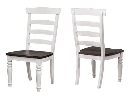 Sunset Trading - French Chic 48in Round Adjustable 30”H or 36” Counter Height Pedestal Dining Table Set  - Distressed Antique White and Walnut Brown - DLU-FC4848-1432W-BH7P veiw 5