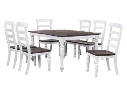 Sunset Trading - French Chic 60in-78in-96in Wide Extendable Dining Table  - Distressed Antique White and Walnut Brown - DLU-FC4296-1432W-7P veiw 1