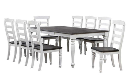 Sunset Trading - French Chic 60in-78in-96in Wide Extendable Dining Table  - Distressed Antique White and Walnut Brown - DLU-FC4296-1432W-9P veiw 1