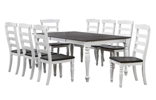 Sunset Trading - French Chic 60in-78in-96in Wide Extendable Dining Table  - Distressed Antique White and Walnut Brown - DLU-FC4296-1432W-9P veiw 1