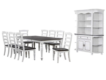 Sunset Trading - French Chic 60in-78in-96in Wide Extendable Dining Table  - Distressed Antique White and Walnut Brown - DLU-FC4296-1432W-BH11P veiw 1
