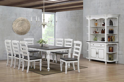 Sunset Trading - French Chic 60in-78in-96in Wide Extendable Dining Table  - Distressed Antique White and Walnut Brown - DLU-FC4296-1432W-BH11P veiw 2