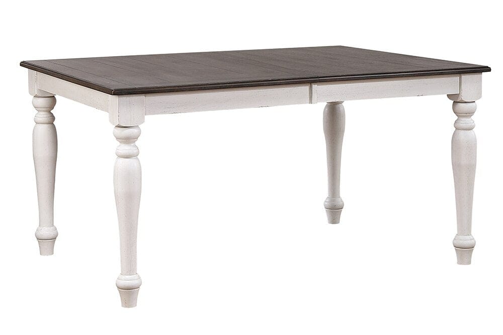 Sunset Trading - French Chic 60-78-96in Rectangle Expandable Dining Table  - Distressed Antique White and Walnut Brown - DLU-FC4296 veiw 1
