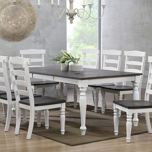 Sunset Trading - French Chic 60-78-96in Rectangle Expandable Dining Table  - Distressed Antique White and Walnut Brown - DLU-FC4296 veiw 2