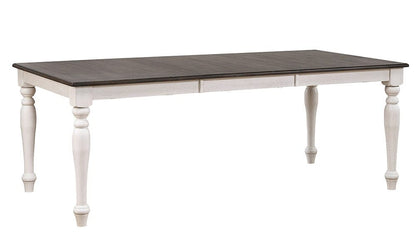 Sunset Trading - French Chic 60-78-96in Rectangle Expandable Dining Table  - Distressed Antique White and Walnut Brown - DLU-FC4296 veiw 3
