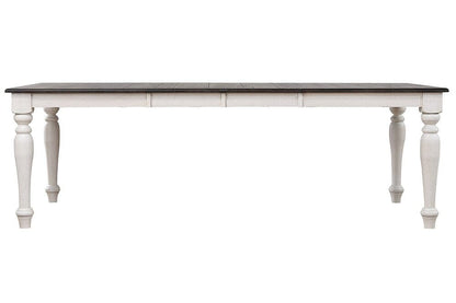 Sunset Trading - French Chic 60-78-96in Rectangle Expandable Dining Table  - Distressed Antique White and Walnut Brown - DLU-FC4296 veiw 4