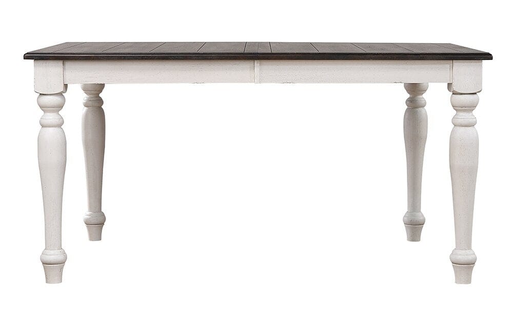 Sunset Trading - French Chic 60-78-96in Rectangle Expandable Dining Table  - Distressed Antique White and Walnut Brown - DLU-FC4296 veiw 6
