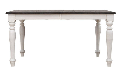 Sunset Trading - French Chic 60-78-96in Rectangle Expandable Dining Table  - Distressed Antique White and Walnut Brown - DLU-FC4296 veiw 6