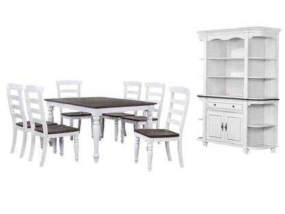Sunset Trading - French Chic 60in-78in-96in Wide Extendable Dining Table  - Distressed Antique White and Walnut Brown - DLU-FC4296-1432W-BH9P veiw 1