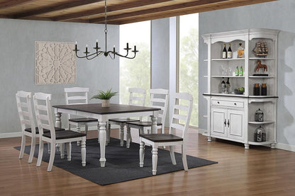 Sunset Trading - French Chic 60in-78in-96in Wide Extendable Dining Table  - Distressed Antique White and Walnut Brown - DLU-FC4296-1432W-BH9P veiw 2