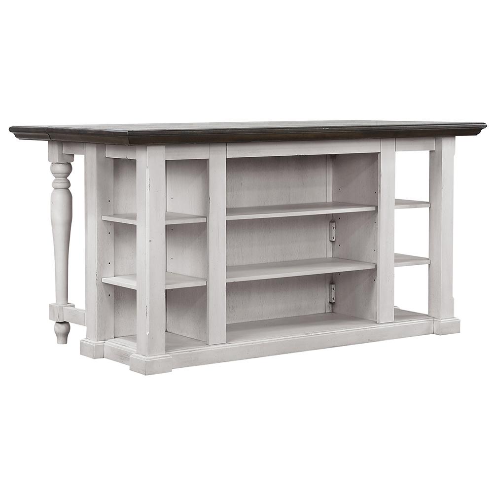 Sunset Trading - French Chic Fully-Assembled 71in Dropleaf Kitchen Island  - Distressed Antique White and Walnut Brown - DLU-FC1016 veiw 1