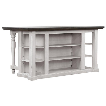 Sunset Trading - French Chic Fully-Assembled 71in Dropleaf Kitchen Island  - Distressed Antique White and Walnut Brown - DLU-FC1016 veiw 1