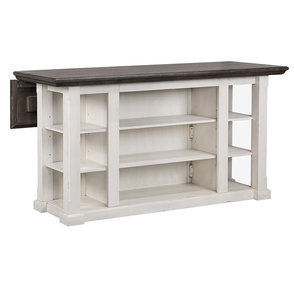 Sunset Trading - French Chic Fully-Assembled 71in Dropleaf Kitchen Island  - Distressed Antique White and Walnut Brown - DLU-FC1016 veiw 4
