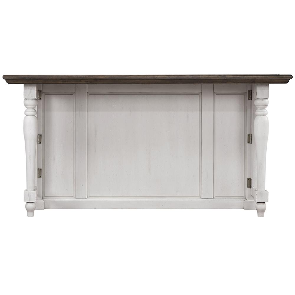 Sunset Trading - French Chic Fully-Assembled 71in Dropleaf Kitchen Island  - Distressed Antique White and Walnut Brown - DLU-FC1016 veiw 5