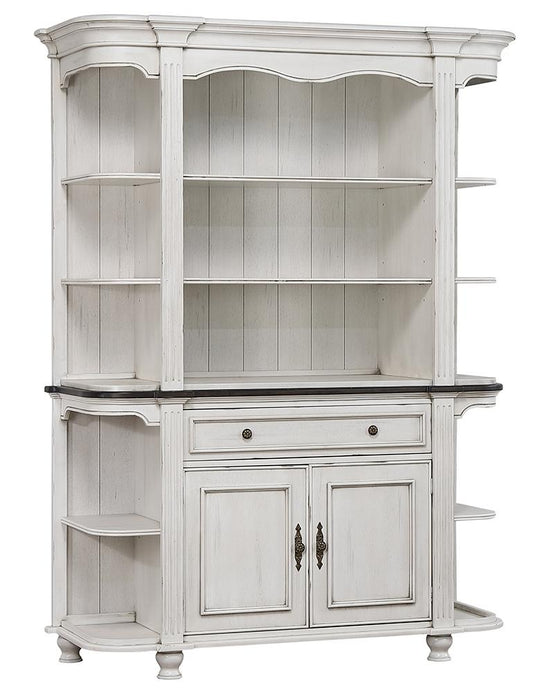 Sunset Trading - French Chic China Cabinet  - Distressed Antique White and Walnut Brown - DLU-FC-BH veiw 1